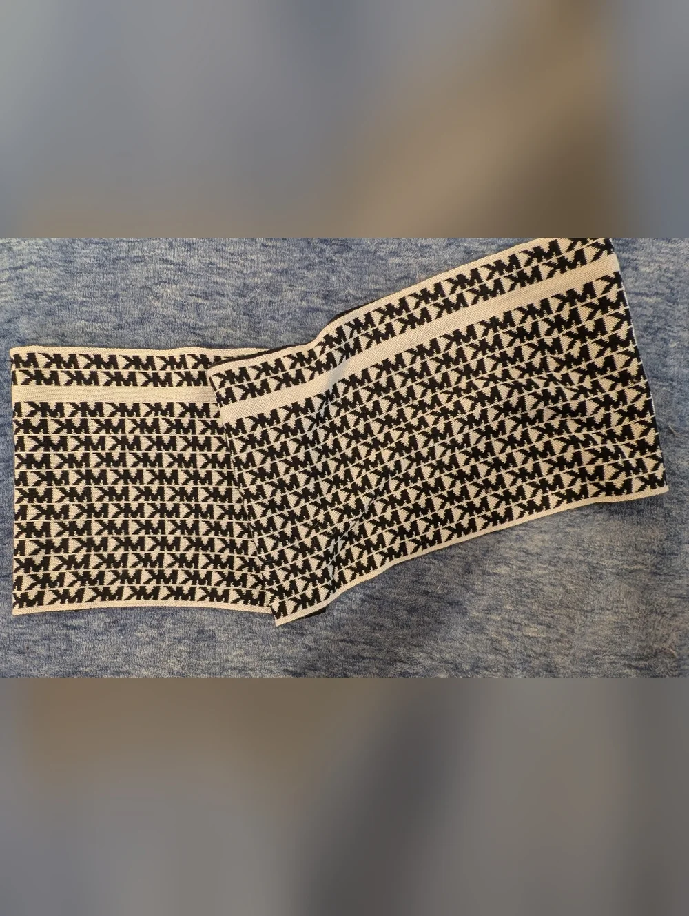 Michael Kors Black and White MK Logo Scarf - Picture 2 of 4